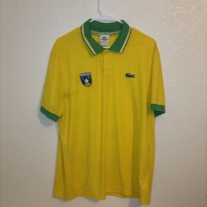 Lacoste Men's Short Sleeve yellow/Green Brazil Flag Logo Polo Shirt Size XL